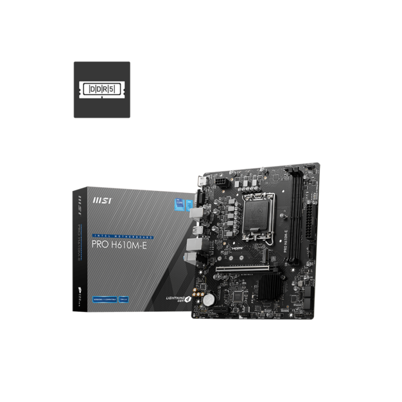 Placa de baza msi pro h610m-e ddr5 lga1700 2x ddr5 1x hdmi 1x vga 1x