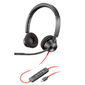 Poly blackwire 3220 stereo usb-c headset +usb-c/a adapter