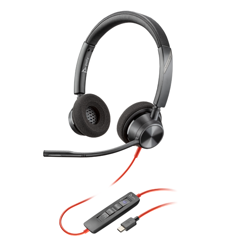 Poly blackwire 3220 stereo usb-c headset +usb-c/a adapter