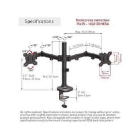 Suport monitor barkan m142t full motion pentru monitoare de 13-27 greutate maxima suportata per ecran