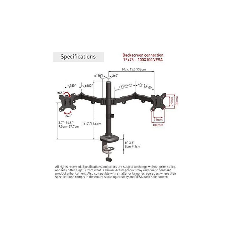 Suport monitor barkan m142t full motion pentru monitoare de 13-27 greutate maxima suportata per ecran