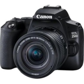 Camera foto canon dslr eos 250d + 18-55 is stm kit black 24.1mp dual pixel