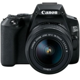 Camera foto canon dslr eos 250d + 18-55 dc iii kit black 24.1mp dual pixel