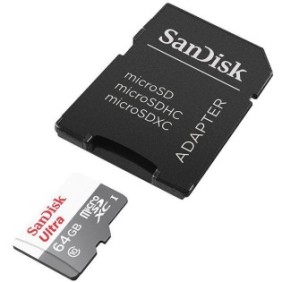 Micro secure digital card sandisk 64gb clasa 10 reading speed: 80mb/s include adaptor sd (pentru