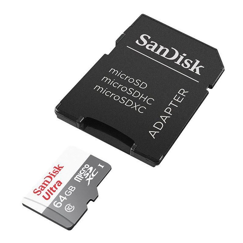 Micro secure digital card sandisk 64gb clasa 10 reading speed: 80mb/s include adaptor sd (pentru