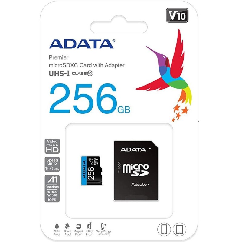 Card de memorie adata premier microsdxc 256gb uhs-i class 10 + adaptor