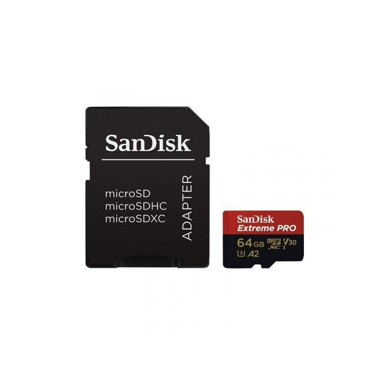 Micro secure digital card sandisk extreme 64gb clasa 10 r/w speed: 100mb/s/60mb/s include adaptor sd