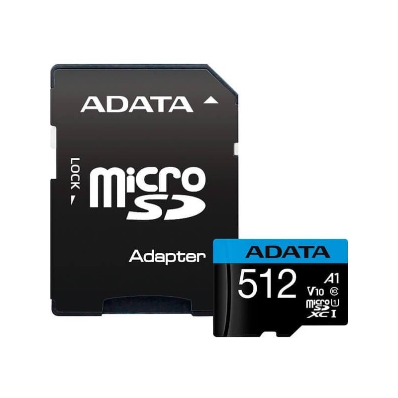 Microsd adata 512gb citire 100 mb/s scriere 25 mb/s clasa de viteza 10