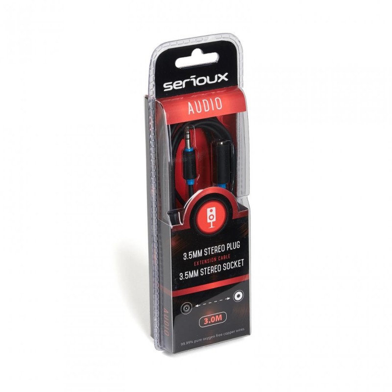 Cablu prelungitor audio serioux jack stereo 3.5mm tata - jack stereo 3.5mm mama conductori 99.99%