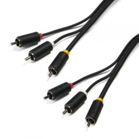 Cablu audio-video serioux 3 porturi rca tata - 3 porturi rca tata conductori 99.99% cupru