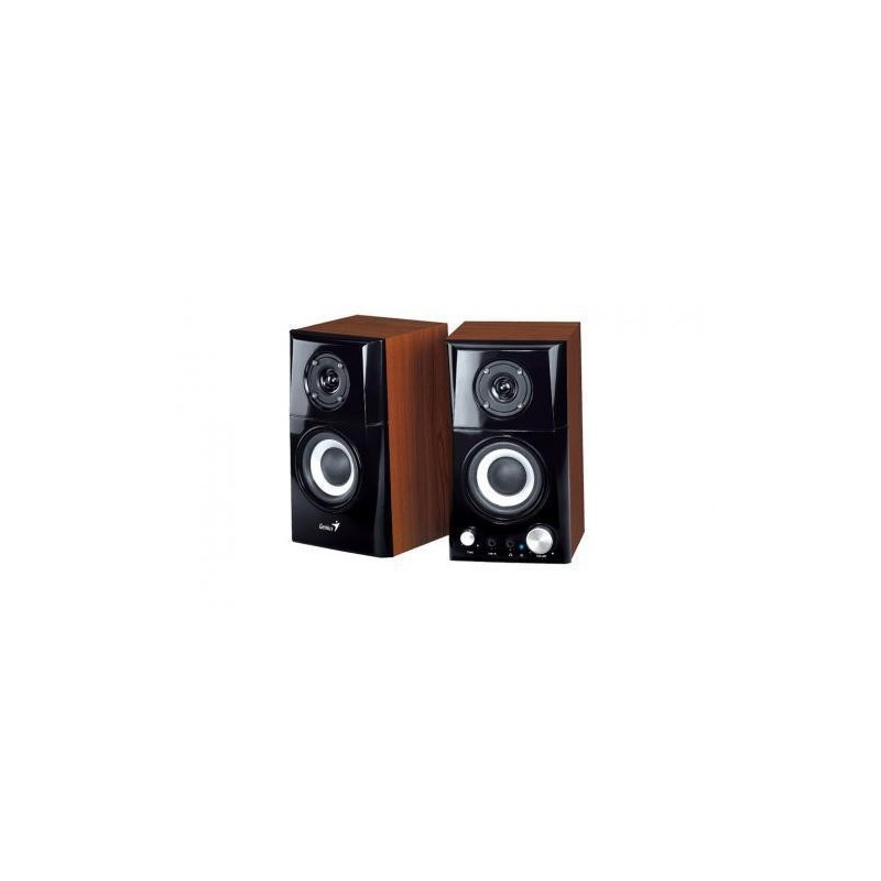 Boxe genius sp-hf500a 2.0 14w rms black & cherry wood  model name sp-hf500a total rms