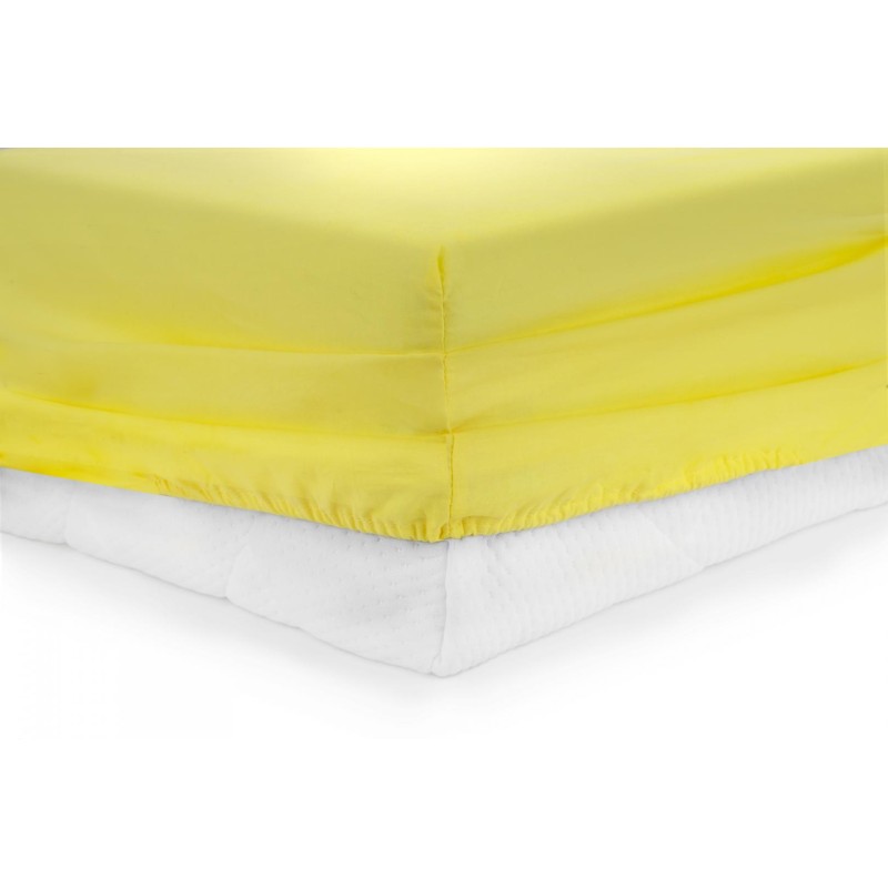 Cearceaf de pat cu elastic galben dimensiune 140x200 cm  potrivit pentru saltele cu inaltime maxima