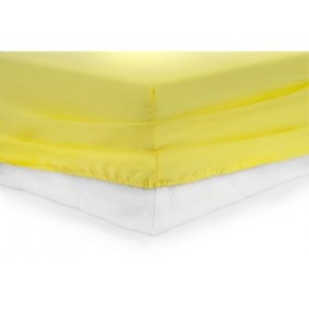 Cearceaf de pat cu elastic galben dimensiune 180x200 cm  potrivit pentru saltele cu inaltime maxima