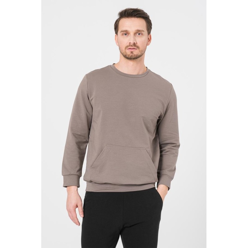 Bluza coton casual barbati taupe-m