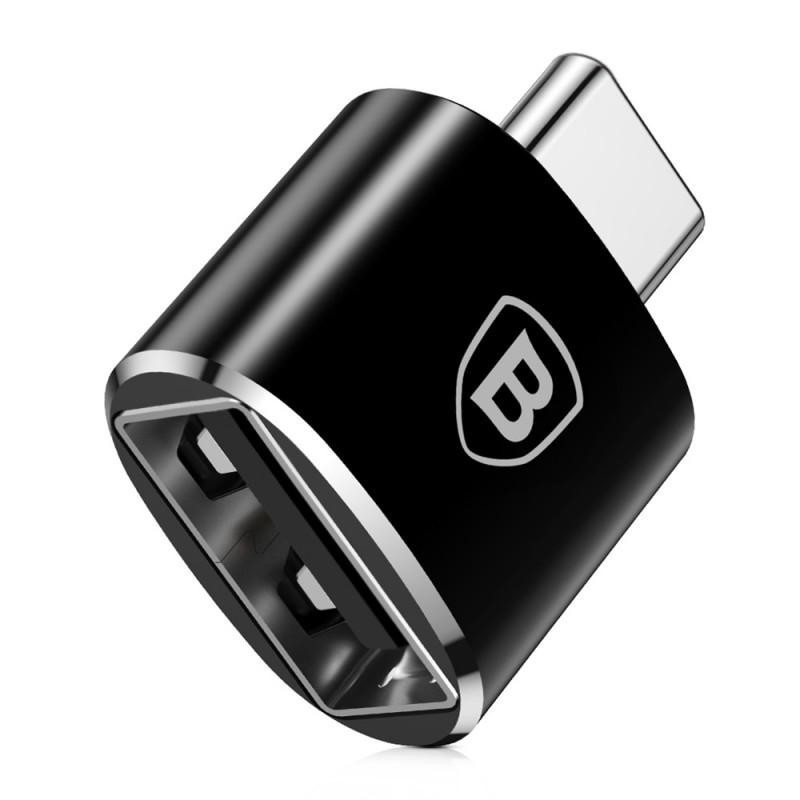 Adaptor baseus mini otg usb type-c(t) to usb 2.0(m) corp metalic negru