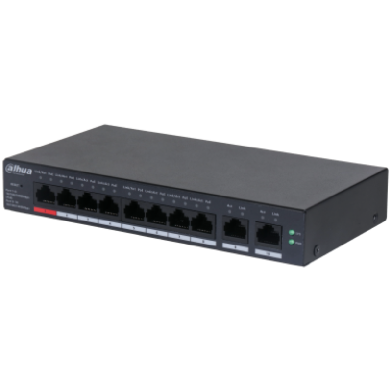 Dahua 10-port cloud managed desktop gigabit switch cu 8-port poe cs4010-8gt-110 interfata: port 1-8: 8