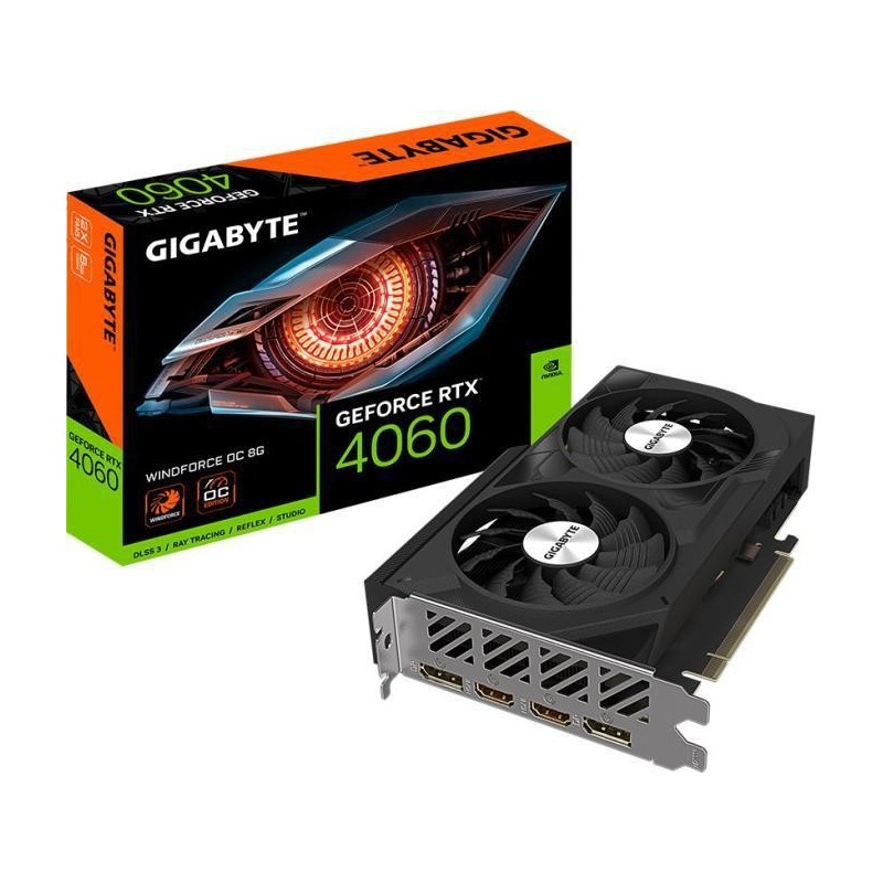 Placa video gigabyte geforce rtx 4060 windforce 8g gddr6 128 bit pcie 4.0 2x dp