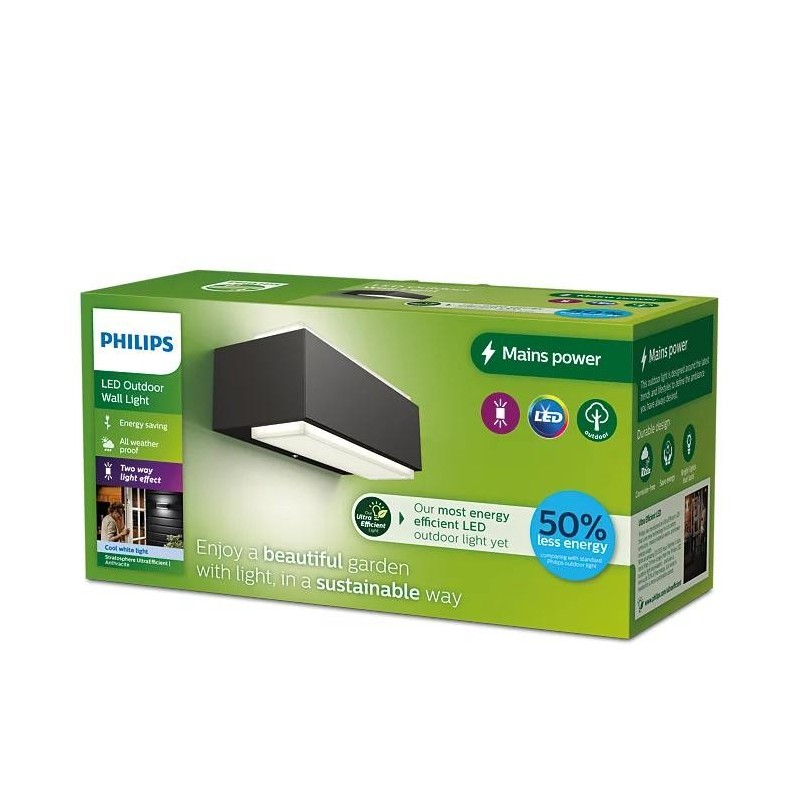 Aplica led pentru exterior philips stratosphere up&down 3.8w 800 lm lumina neutra (4000k) ip44 203x76x93mm