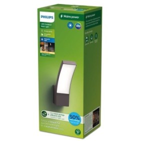 Aplica led pentru exterior philips splay 3.8w 800 lm lumina calda (2700k) ip44 240x160x80mm antracit