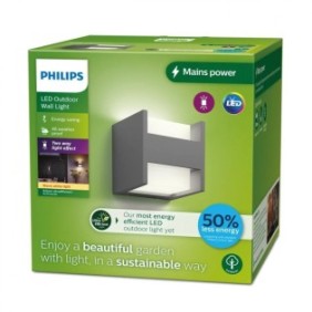 Aplica led pentru exterior philips arbour up&down 3.8w 800 lm lumina calda (2700k) ip44 130x130x130mm