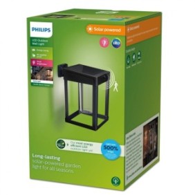 Aplica led solara pentru exterior cu senzor de miscare philips camill square clear 1.4w 4v