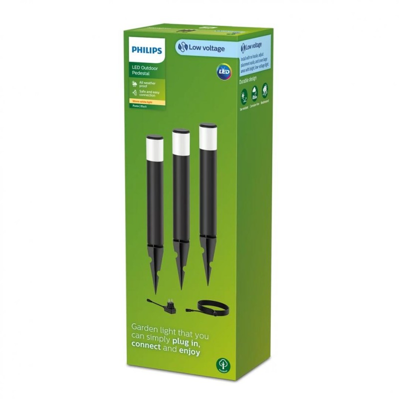 Kit 3 stalpi led pentru exterior cu spike philips purex gardenlink 3x1.5w 3x180 lm lumina