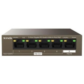 Tenda 5-port gigabit pd switch 4 port poe teg1105pd network standard: ieee 802.3 ieee 802.3u