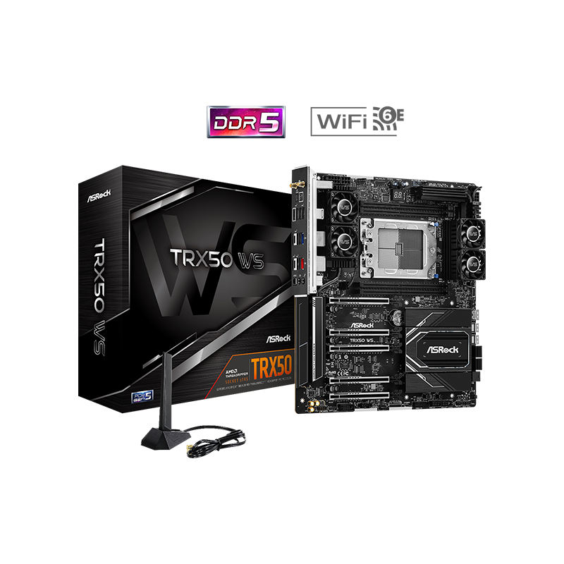 Placa de baza asrock amd trx50 ws str5 4xddr5 3x pcie 5.0 x16 slots 2x