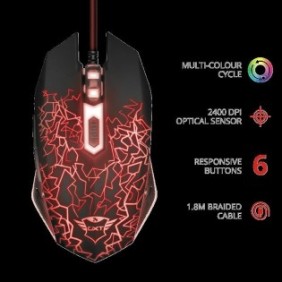 Mouse cu fir trust gxt 105 izza illuminated gaming mouse  specifications general height of main