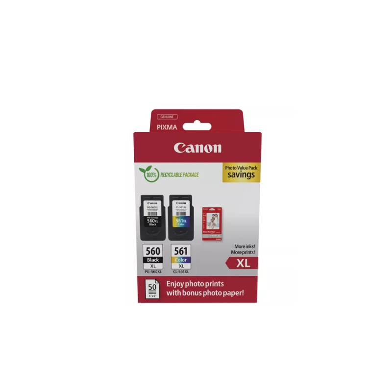 Canon pachet cartuse cearneala canon pg-560xl/cl-561xl photo value pack capacitate negru: 400 pagini/16ml color: 300