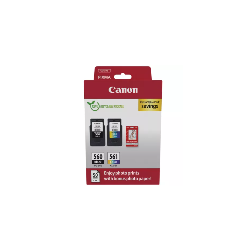 Canon pachet cartuse cearneala pg-560/cl561 photo value pack capacitate negru: 180 pagini/8.3ml color: 180 pagini