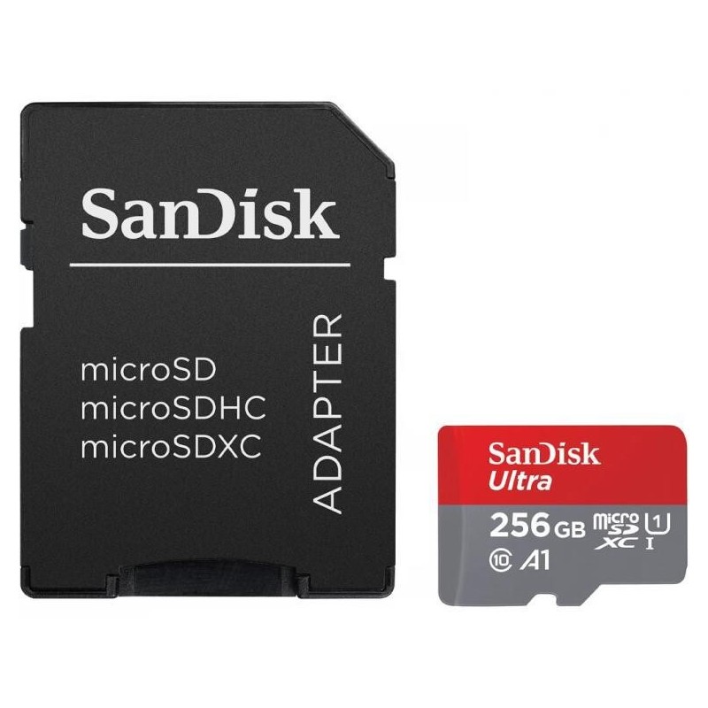 Card de memorie sandisk 256gb uhs-i class 10 80mb/s + adaptor