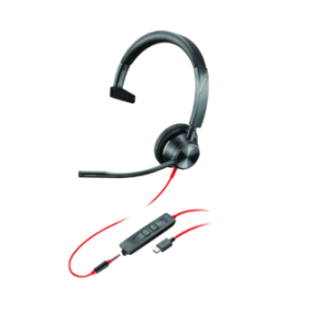 Poly blackwire 3315 monaural microsoft teams certified usb-c headset +3.5mm plug +usb-c/a adapter
