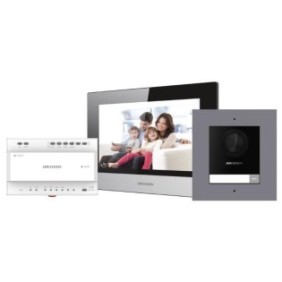 Kit videointerfon ip hikvision ds-kis702 conexiune pe 2 fire pentru o singura familie componenta kit: