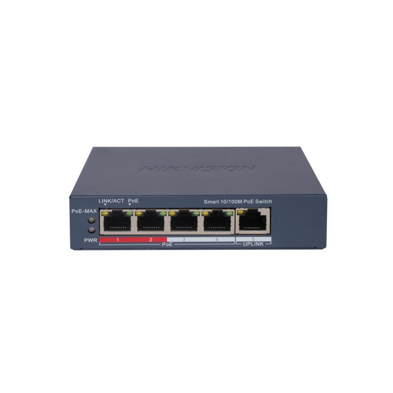 Switch 4 porturi poe hikvision ds-3e1105p-ei l2 smart managed 4 × 100 mbps poe rj45