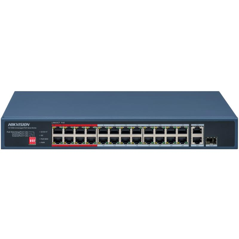 Switch hikvision ds-3e0326p-e/m(c) 24 port fast ethernet unmanaged poe switch intelligent poe management when the