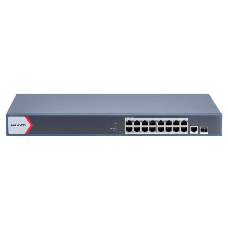 Switch 16 porturi poe gigabit hikvision ds-3e1518p-ei(v2) web management 16 × gigabit poe ports( poe