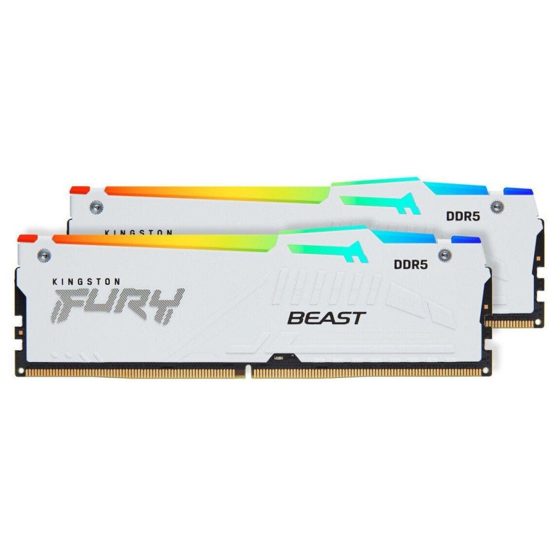 Memorie kingston 64gb ddr5 6000mhz cl30 dual channel kit fury beast rgb white