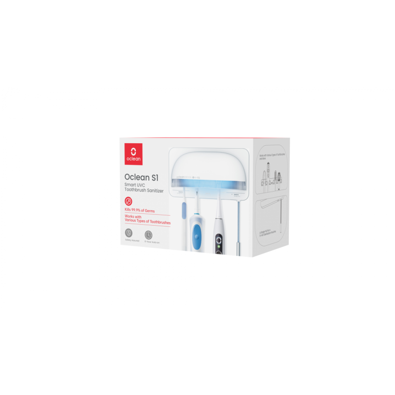 Sterilizator inteligent pentru periuta electrica oclean s1 functii: rata de sterilizare prin uvc-led de 99.99%