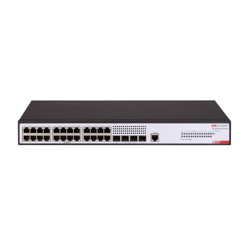 Switch hikvision ds-3e2528-hi-24t4f: 24 × gigabit rj45 port4 × gigabit fiber optical port capacitate: 56