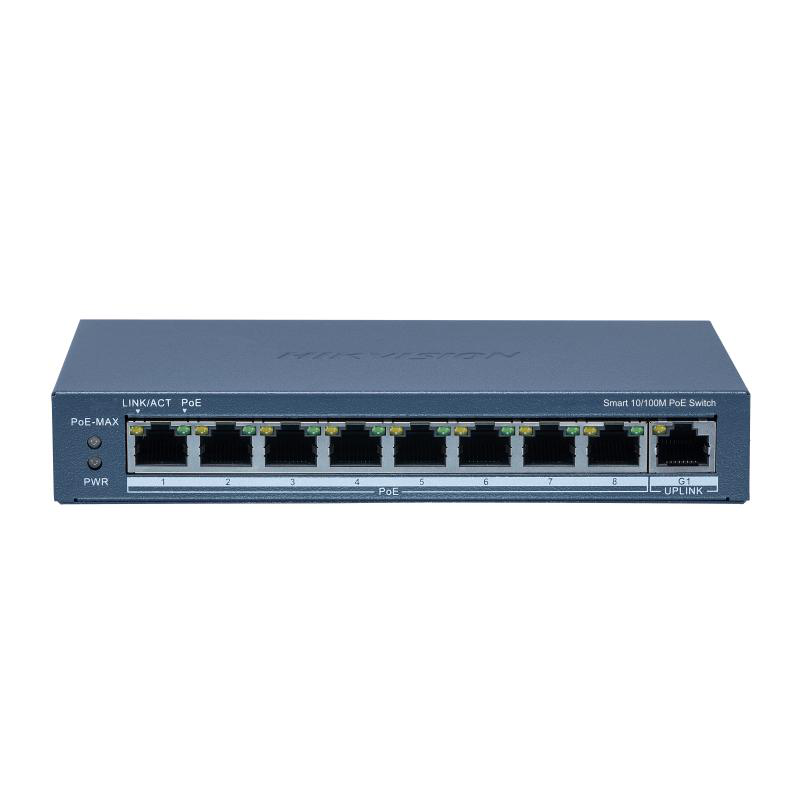 Switch 8 porturi poe hikvision ds-3e1309p-ei(b) smart managed 8 × 10/100m poe ports1 × gigabit