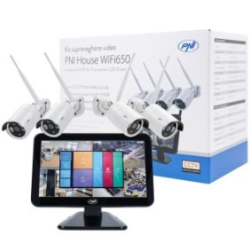 Kit supraveghere video pni house wifi650 - 4 camere full hd wi-fi p2p si monitor