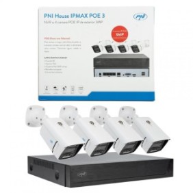 Kit supraveghere video pni house ipmax poe 3 nvr cu 4 porturi poe onvif si