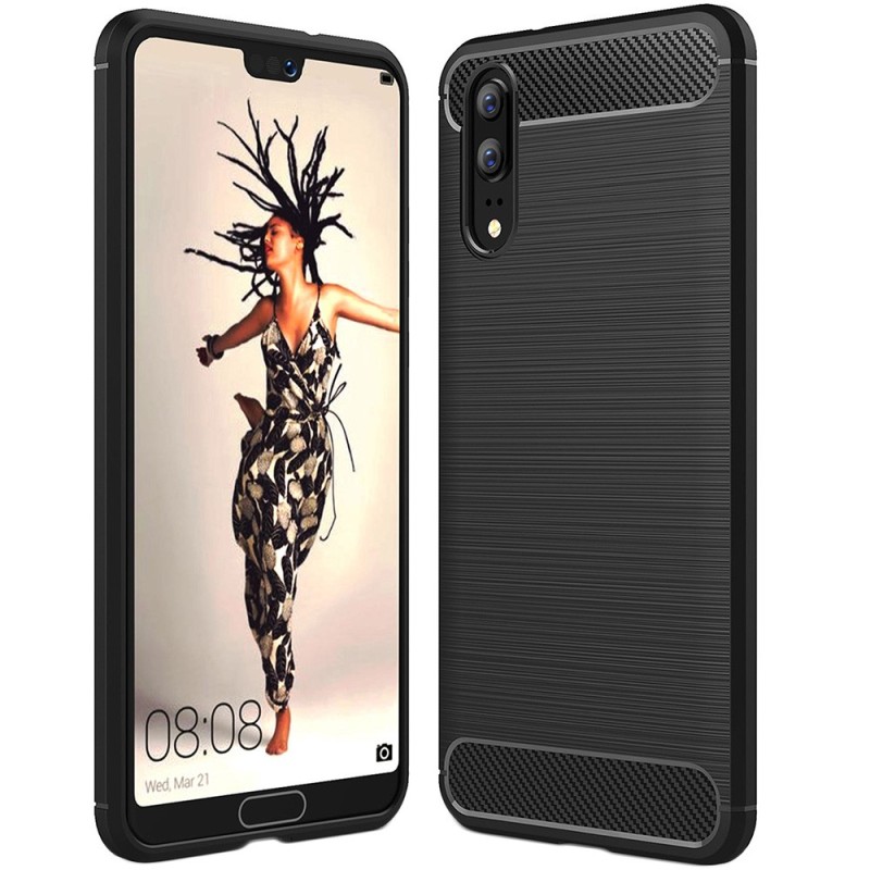 Husa pentru Huawei P20 - Techsuit Carbon Silicone - Black