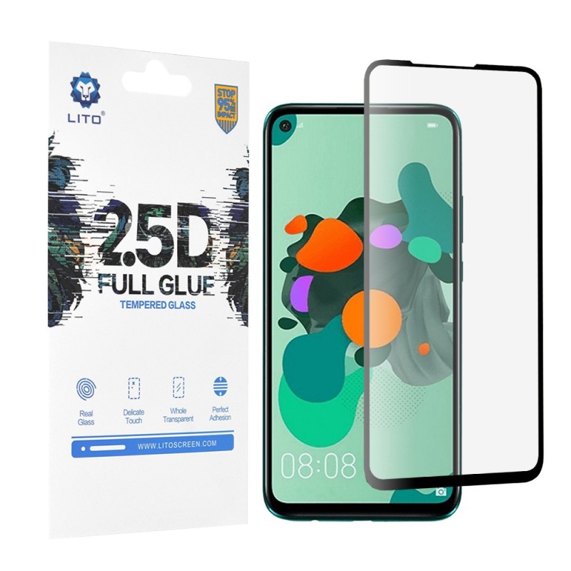 Folie pentru Huawei Nova 5T / Honor 20 / Honor 20 Pro / Mate 30 Lite - Lito 2.5D FullGlue Glass - Black