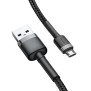 Cablu de Date USB Micro-USB 1.5A, 2m, Baseus Cafule (CAMKLF-CG1) - Gray Black