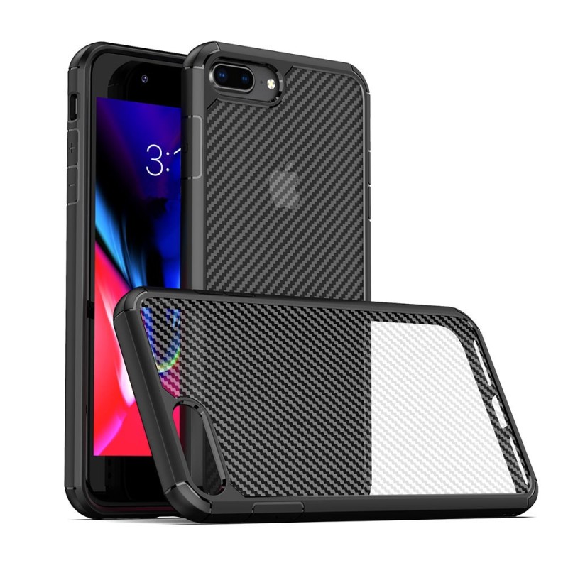 Husa pentru iPhone 7 Plus / iPhone 8 Plus - Techsuit CarbonFuse - Black